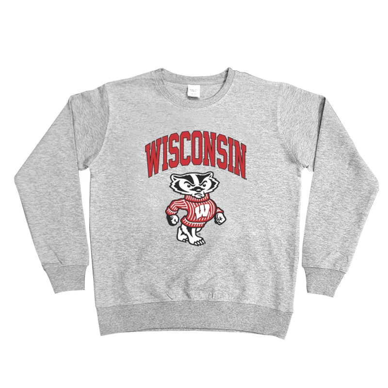 

Wisconsin Madison Long Sve T-irt Hoodie Lightweight Thiened Loose Fit Youth Faion Autumn Casual Print Zipper round Ne