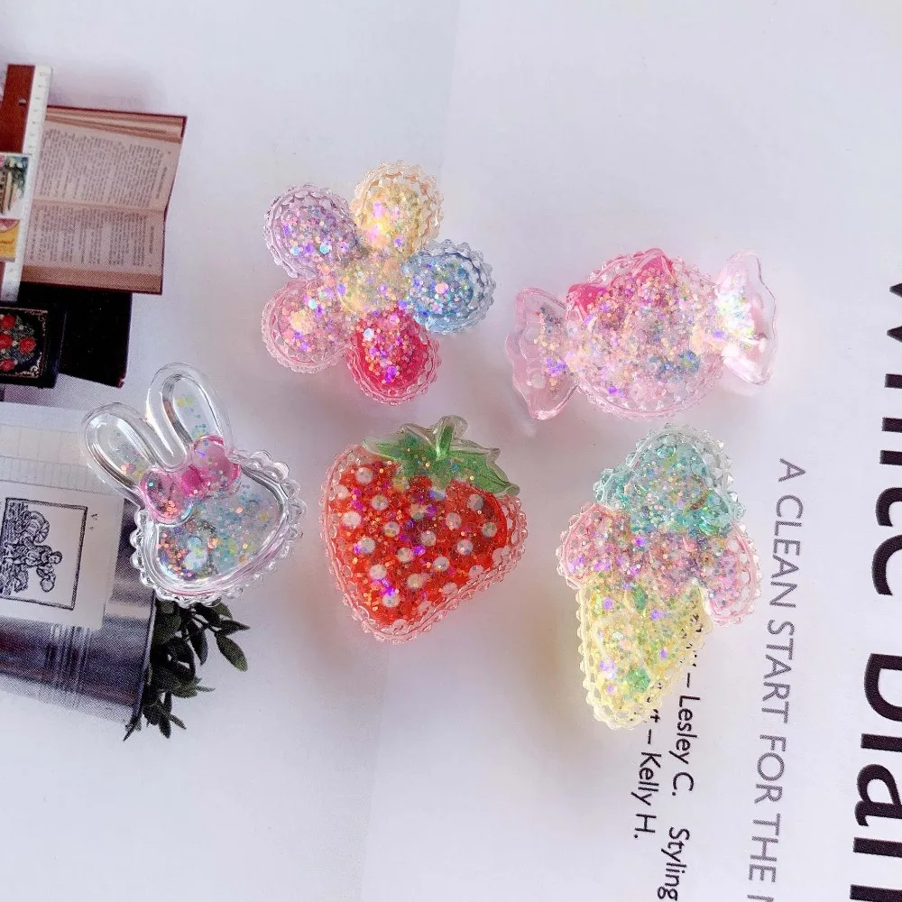 10pcs Mini Kawaii Strawberry Flower Flat Back Cabochons Scrapbook Diy  Party Hairpin Accessories Home Decoration Craft