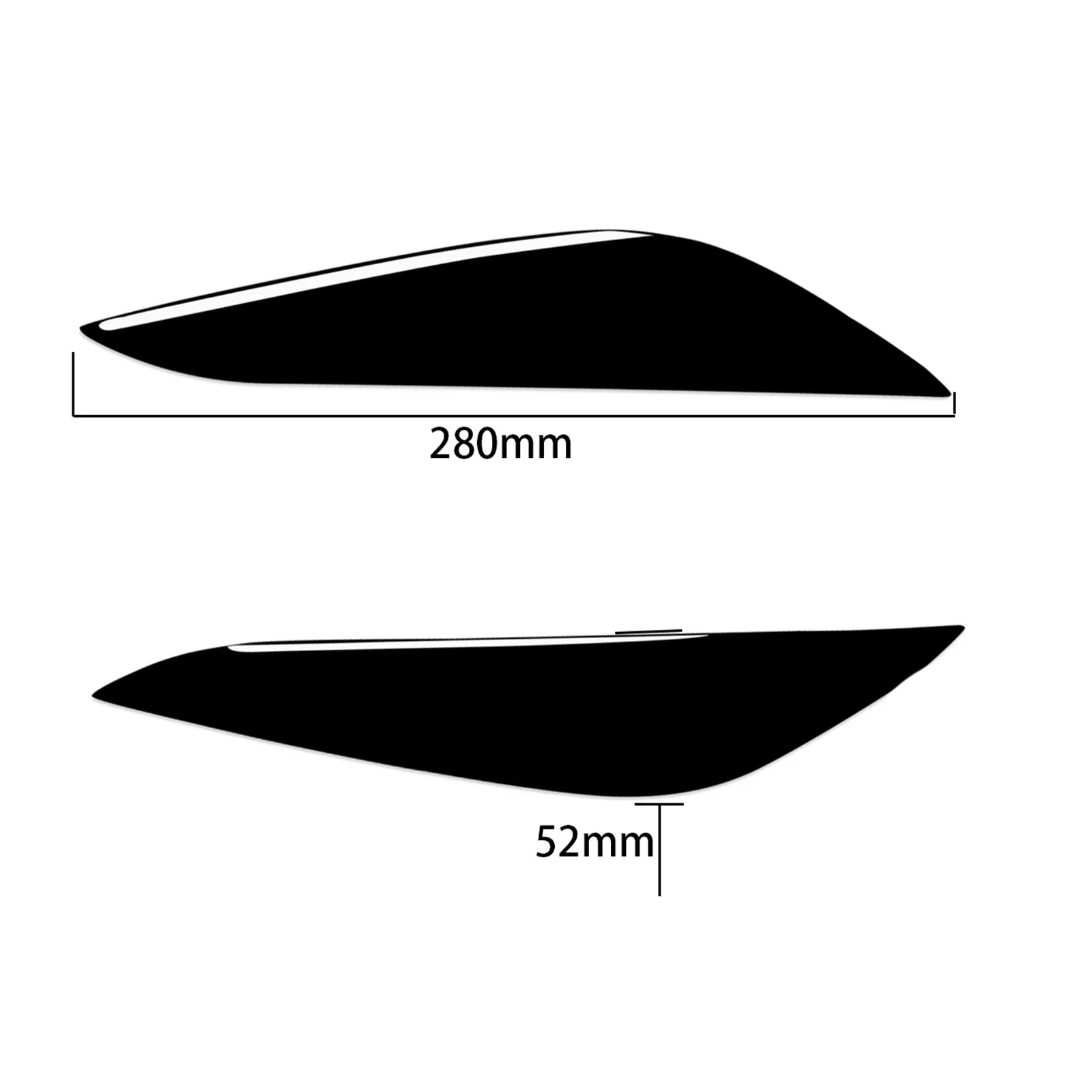 2 Pcs Gloss Piano Black Car Front Headlight Eyelid Eyebrow Cover Molding Trim For Tesla Model 3 Y 2017 2018 2019 2020 2021 2022
