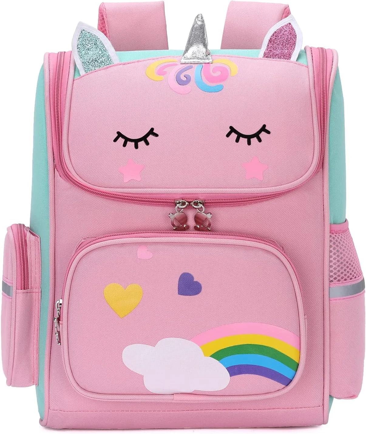Large Size Backpack for Students, Kids School Backpack with Detachable Pencil Case, Multi-Pocket Large Capacity Lightweight Breathable Bookbag with Reflective Stripes