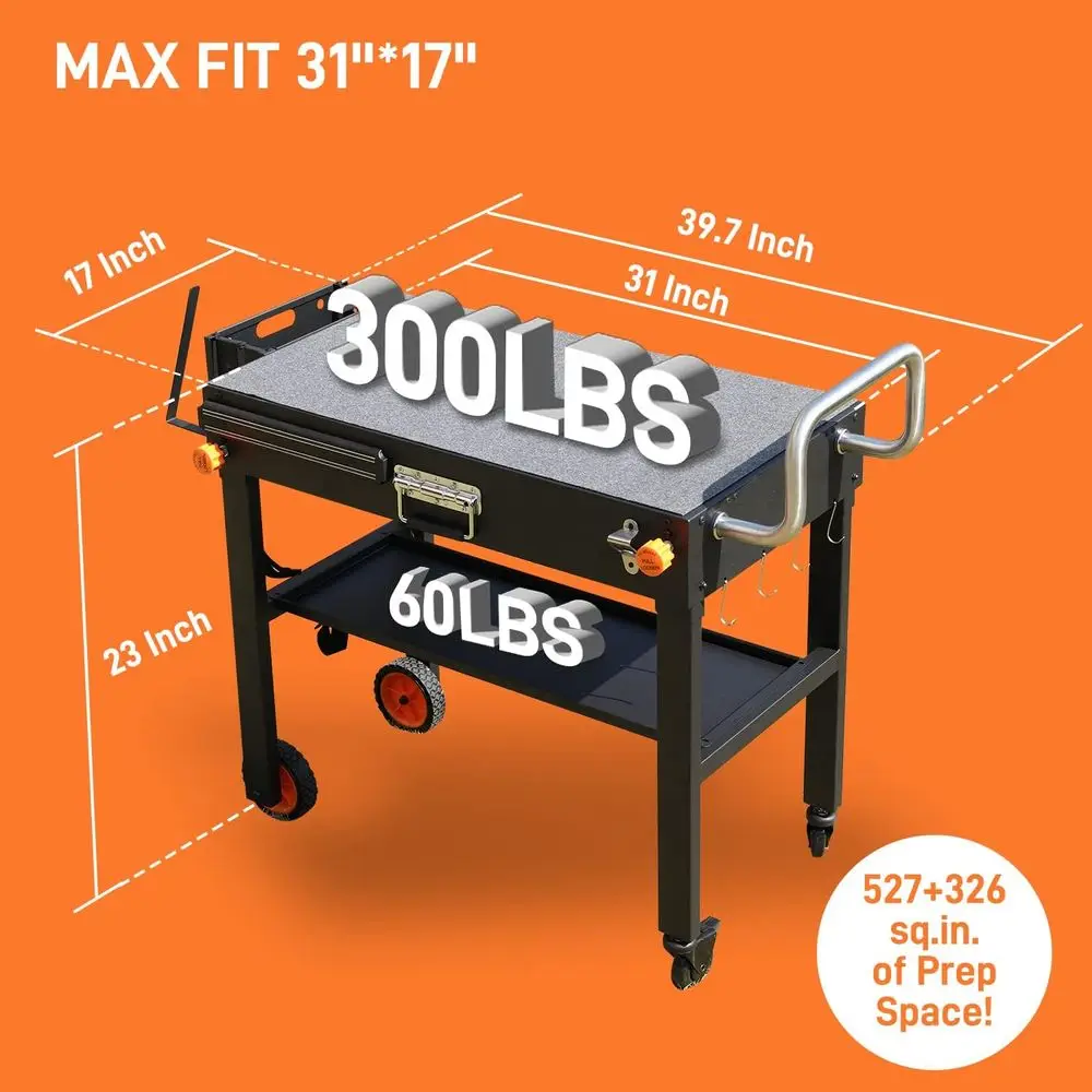 Soporte de plancha portátil para exteriores, carrito plegable para 22 o 17 parrillas, mesa de horno de pizza con ruedas para acampar, se adapta a Ninja y Weber Gr