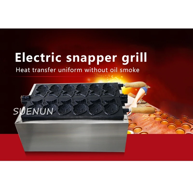 Taiyaki – machine électrique à 3 trous, 220V, 2kw, pour rôtir les petits gâteaux de poisson, snacks