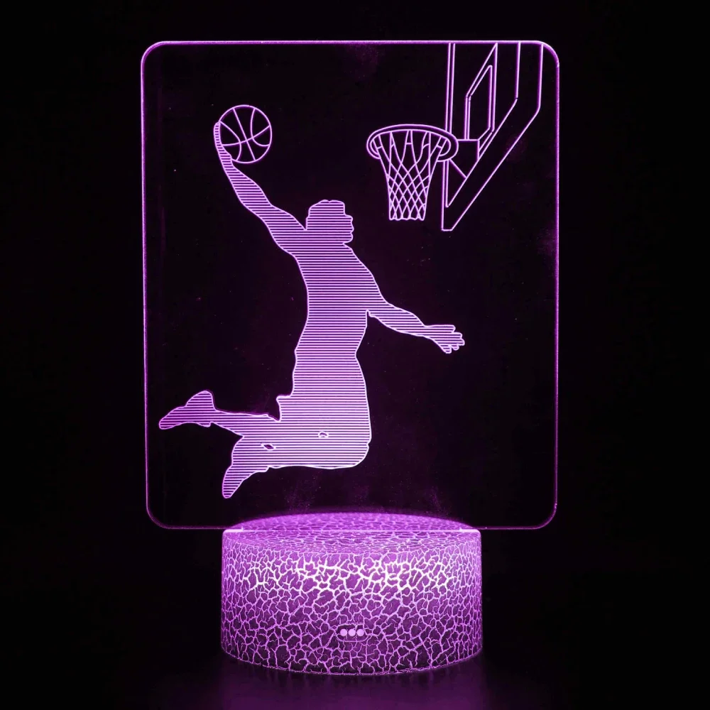 Nighdn Basketball Players Night Light for Kids 7 Color Changing 3D Illusion Lamp Birthday Xmas Gift for Boys Men Basketball Fans