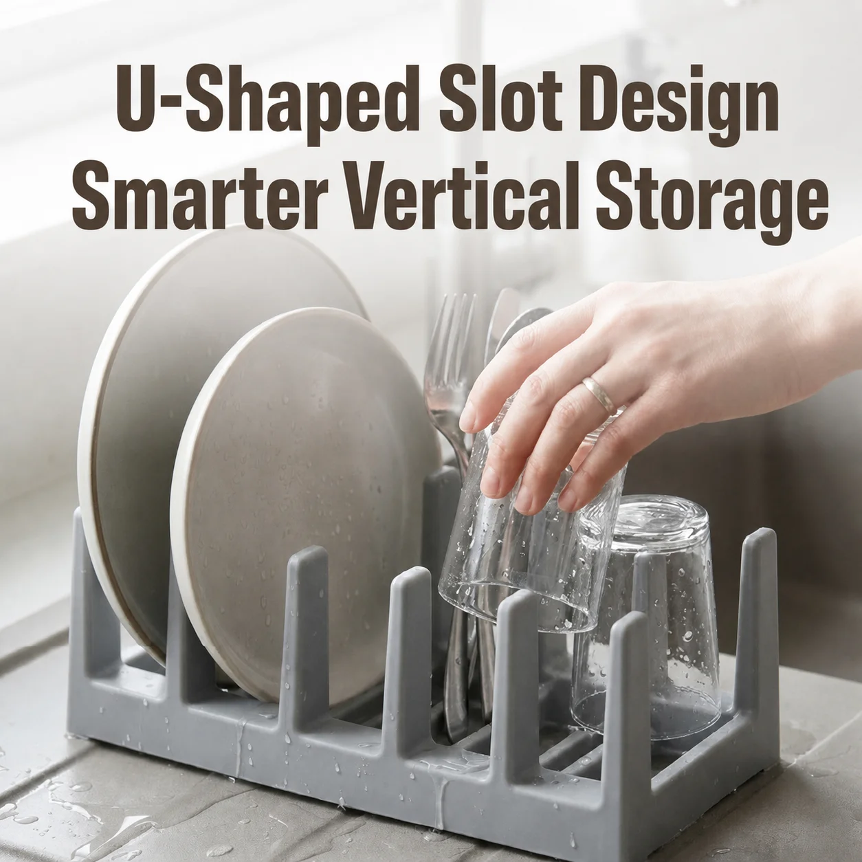 Vertical Storage Rack Safe Pp Plastic Storage Organizer Plate And Lid Holder Sturdy Kitchen Draining Rack For Cookware Display