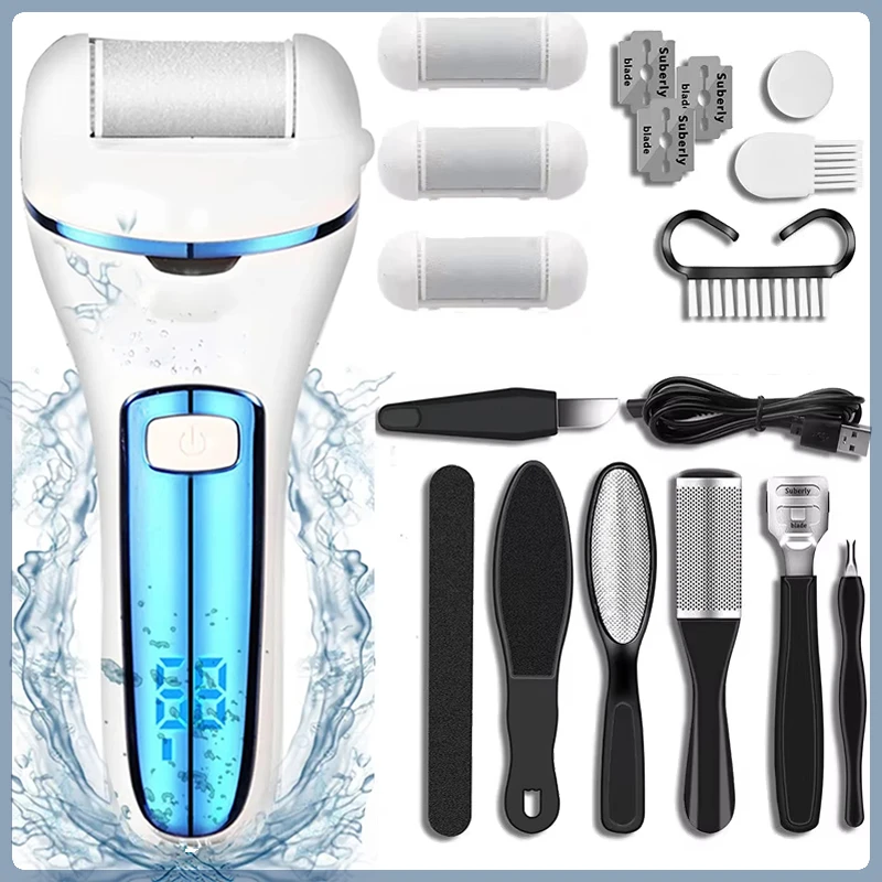 Elétrica recarregável arquivo de pé removedor de calos kits máquina carregamento rápido profissional remover pele dura morta ferramentas cuidados com os pés