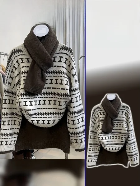 

Retro Floral Embroidery Loose Knitted Sweater round Ne plus Size Women's Casual Wear Spring Autumn Sle Comfortable Slimmi...