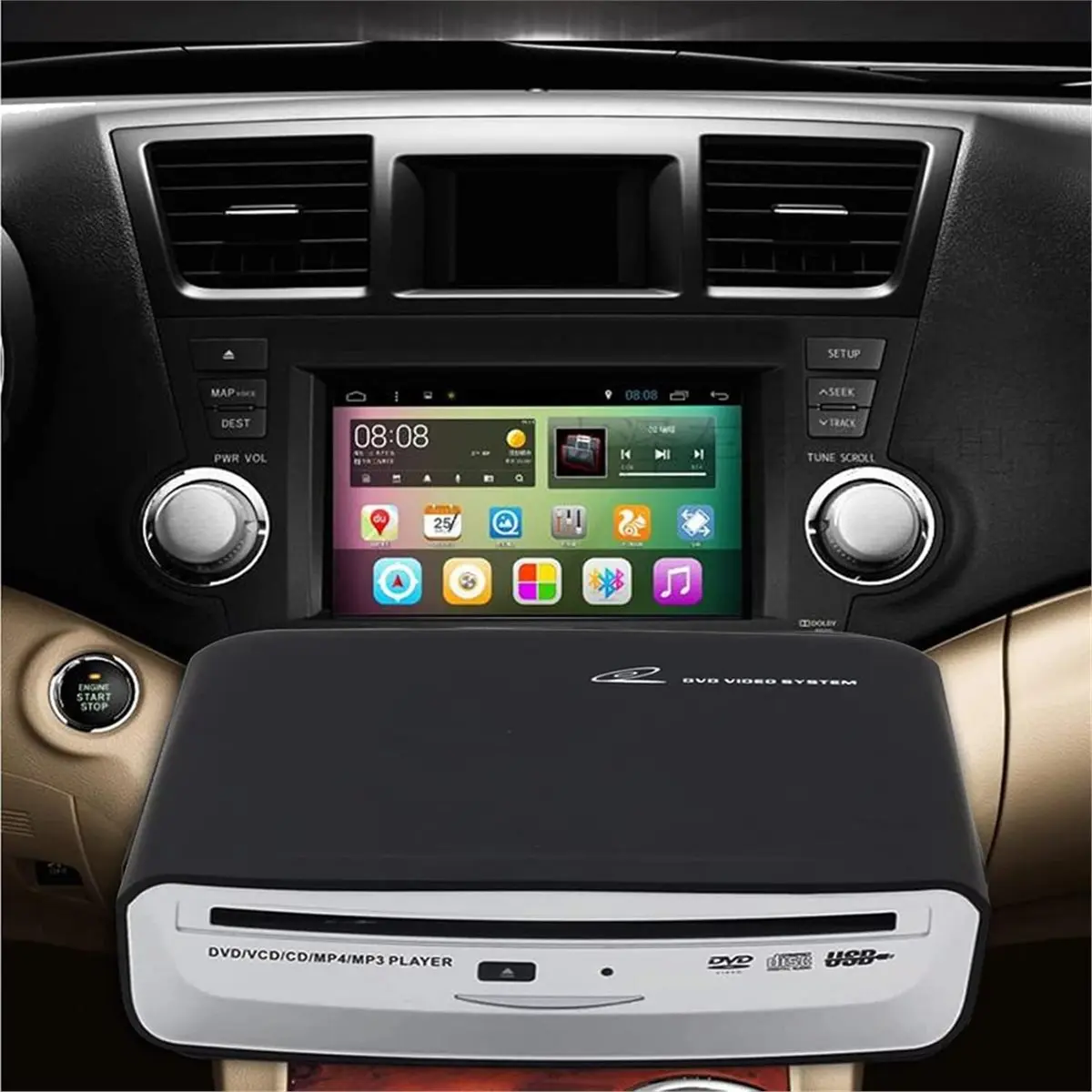 A40I USB External Car Universal CD Player, Portable CD Player for Car Android Navigation/TV/Desktops with Plug and Play
