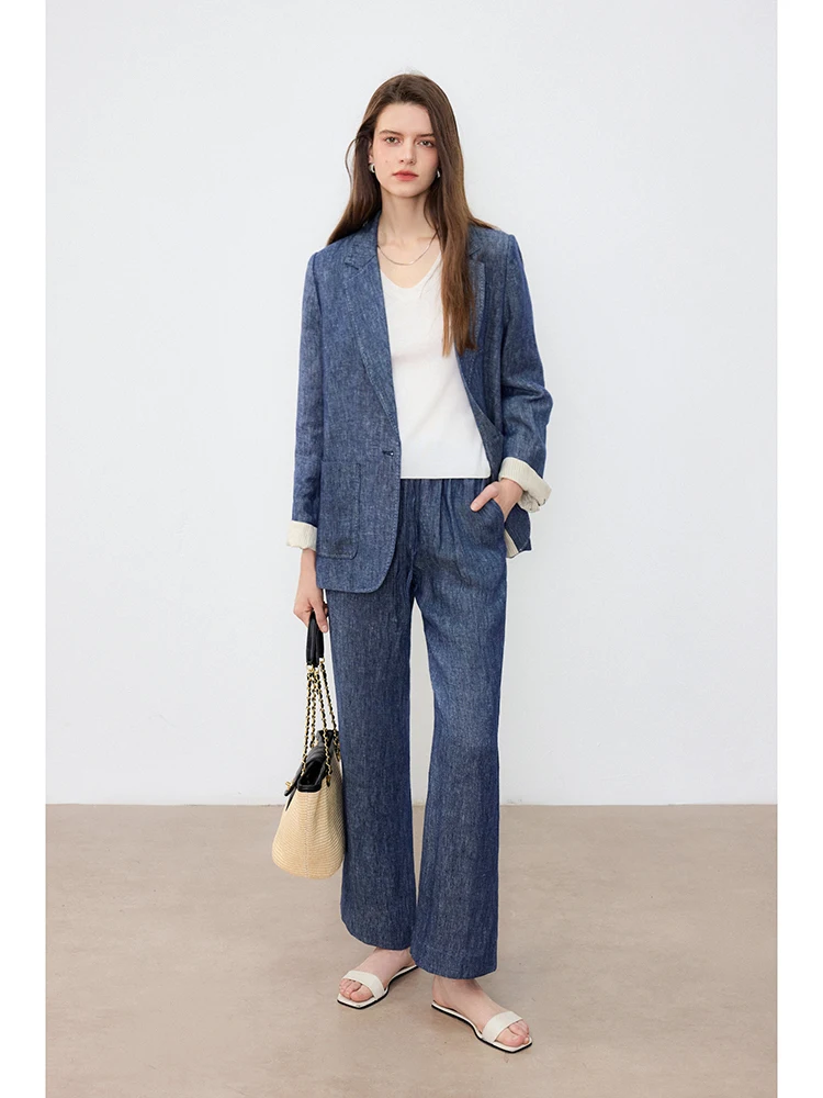 

Женские модные брюки Ningxia Yijian в повседневном стиле, прямые, на шнурке, из льняной ткани с цветочным узором