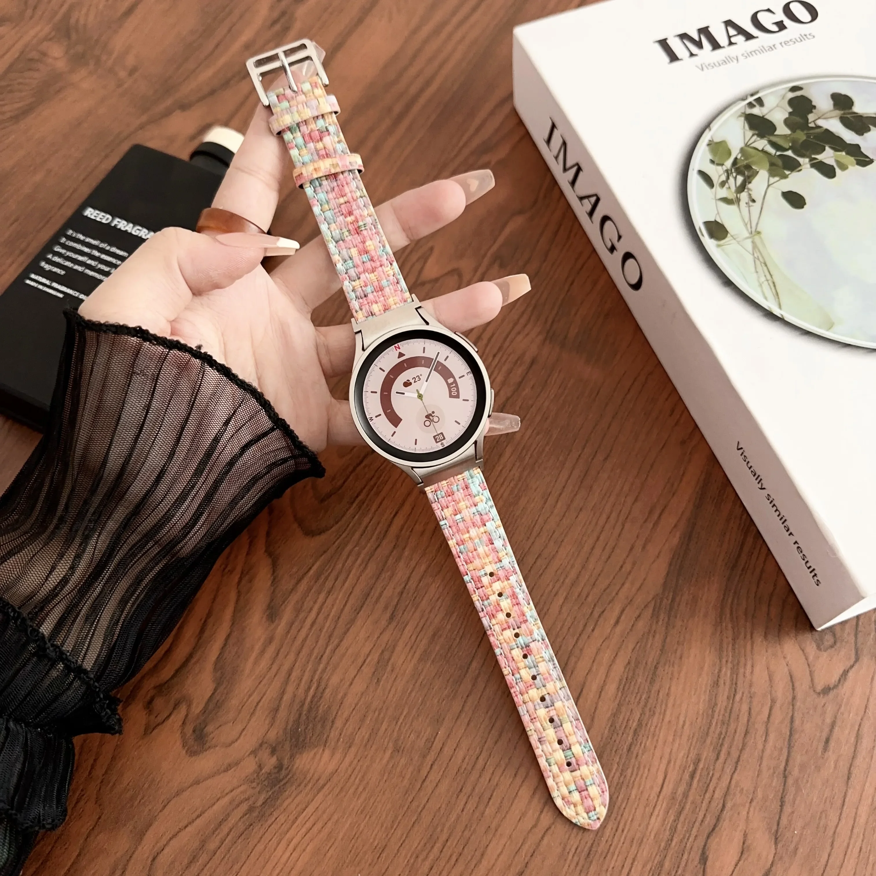 サムスンギャラクシーウォッチ用伸縮性不織布バンド,クラシックブレスレット,カウボーイストラップ,4, 5, 6, 47mm, 43mm, 42mm, 46mm,5pro,45mm 40mm、44mm