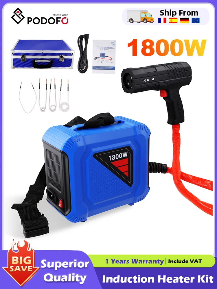Podofo 1800W Split Type Draagbare Inductieverwarmer Vlamloze Inductie Handheld Inductie Bout Heater Tool voor Auto Reparatie - afbeelding 2