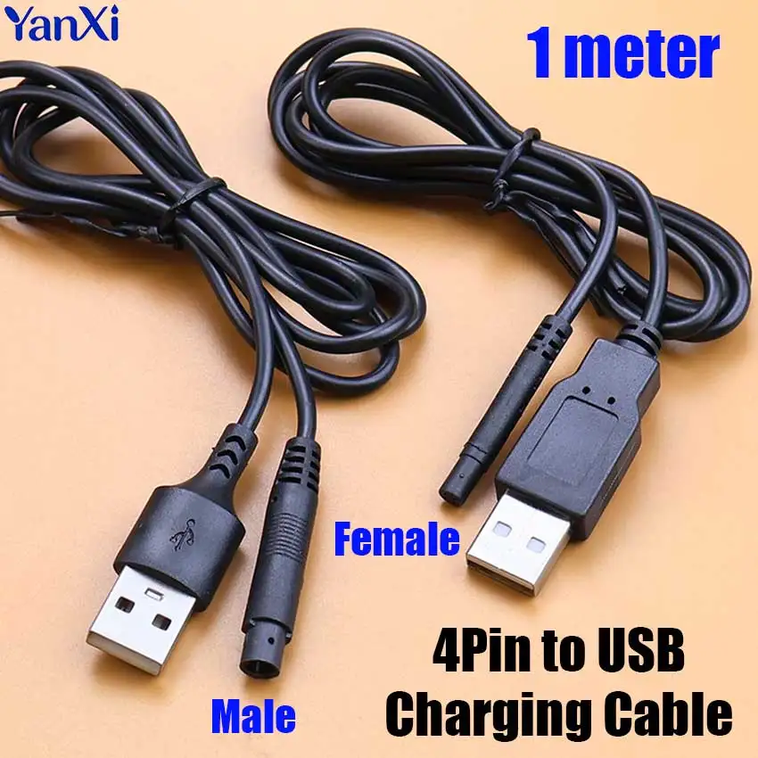 1M 4Pin To USB A 2.0 Power Charging Cable Cord 4P Male Female Connector Car Rear View Vehicle DVR HD Monitor Camera Wire