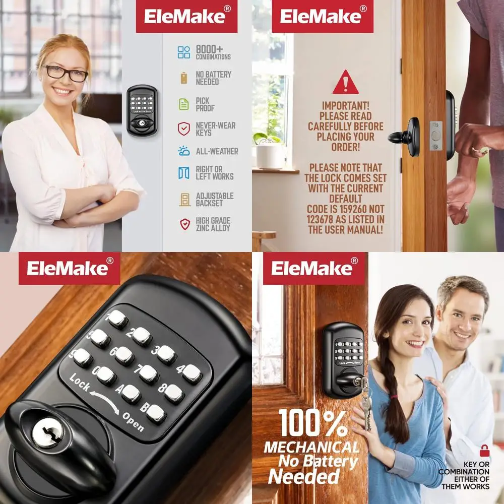 

Цифровой и механический черный дверной замок с низким риском утечки энергии