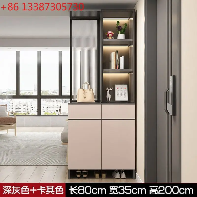 Armário de entrada para casa sapato madeira maciça pura integrada sala divisória tela de vidro