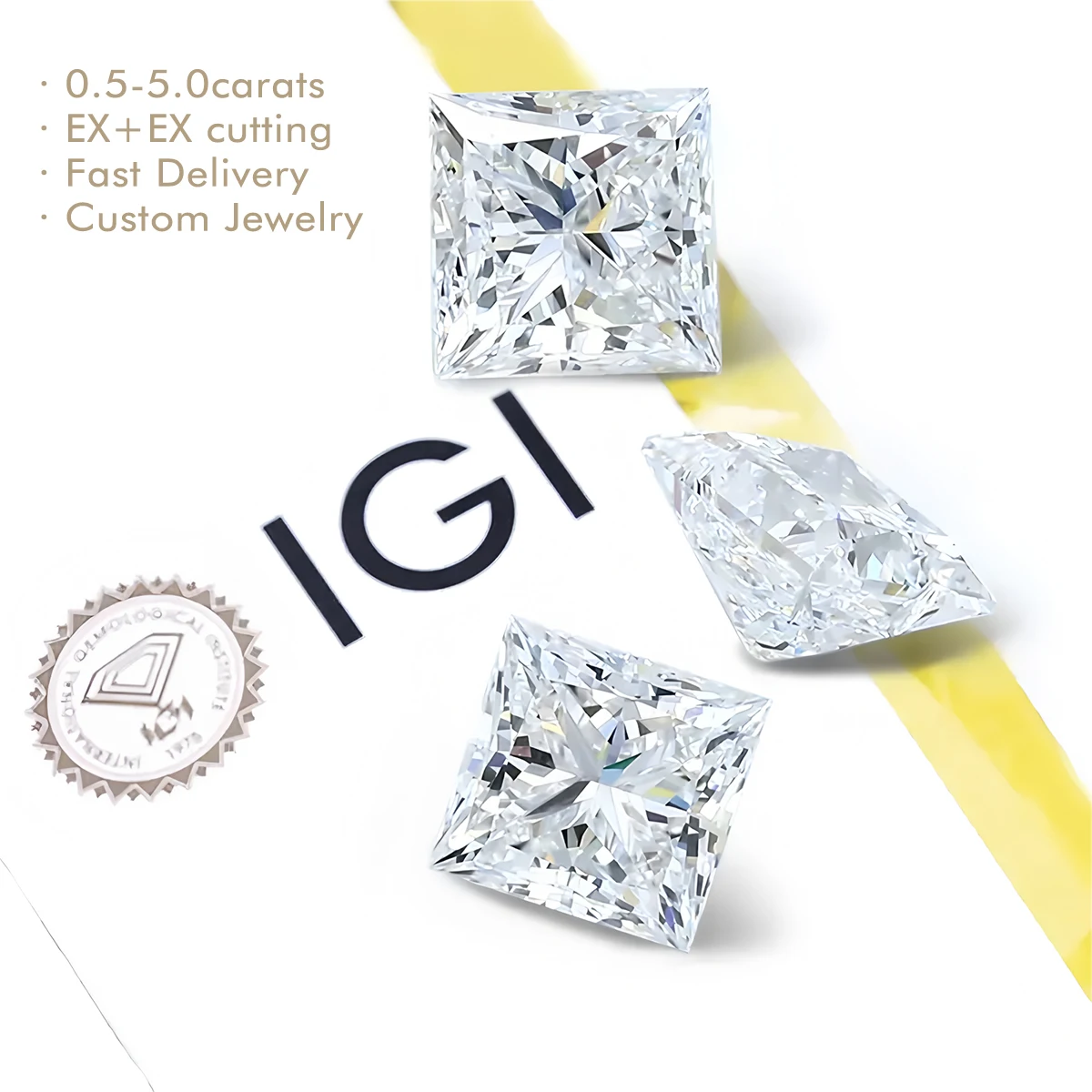 IGI Certified Princess Cut Lab Grown Diamonds CVD/HPHT 1.0-5.0Carat Lab Created Diamonds Customized Engagement Ring Diamonds