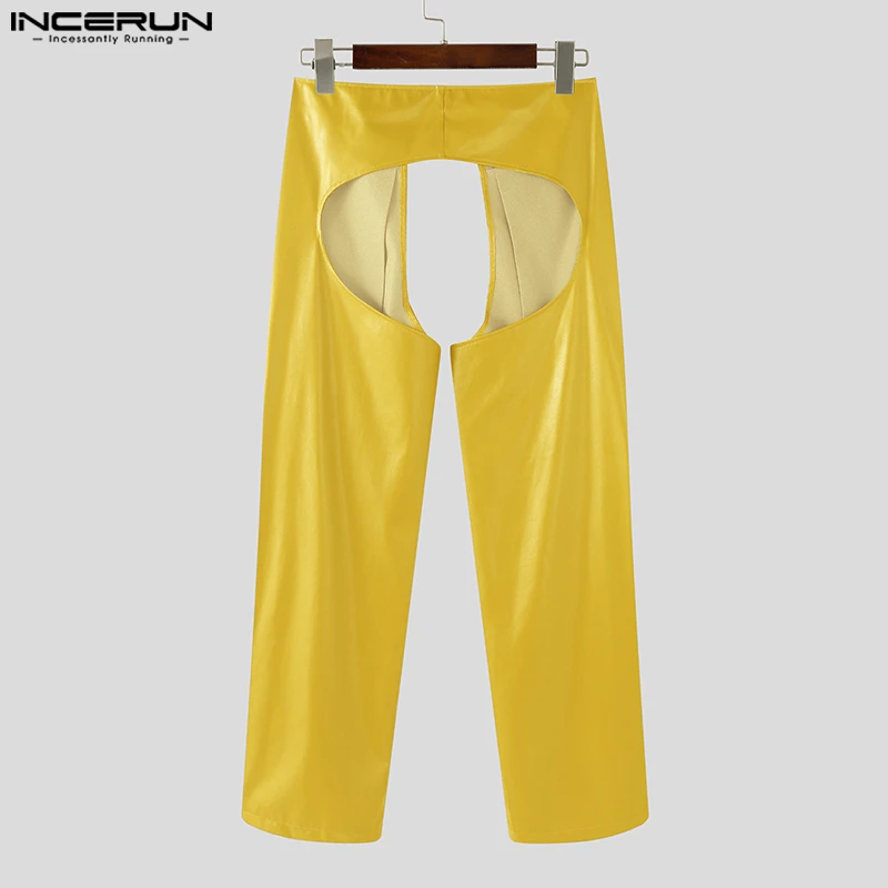 INCERUN Männer Hosen Einfarbig Aushöhlen Sexy Jogger Persönlichkeit Hosen Männer Streetwear 2025, Mode Party Casual Lange Hosen