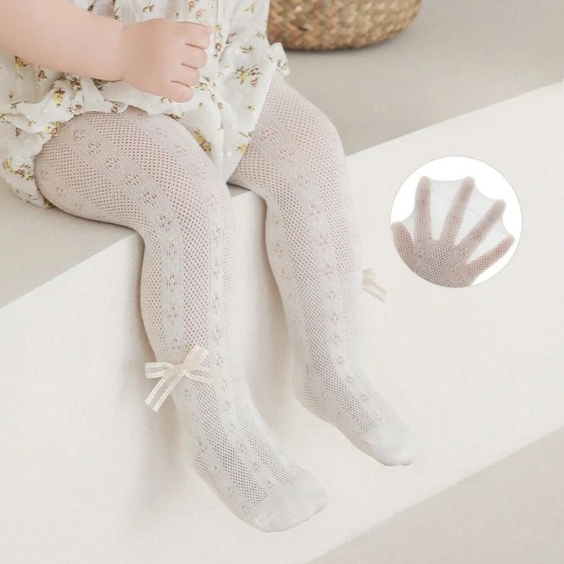 

Мягкие хлопковые колготки для маленьких девочек, дышащие прозрачные колготки для новорожденных, устойчивые к комарам колготки