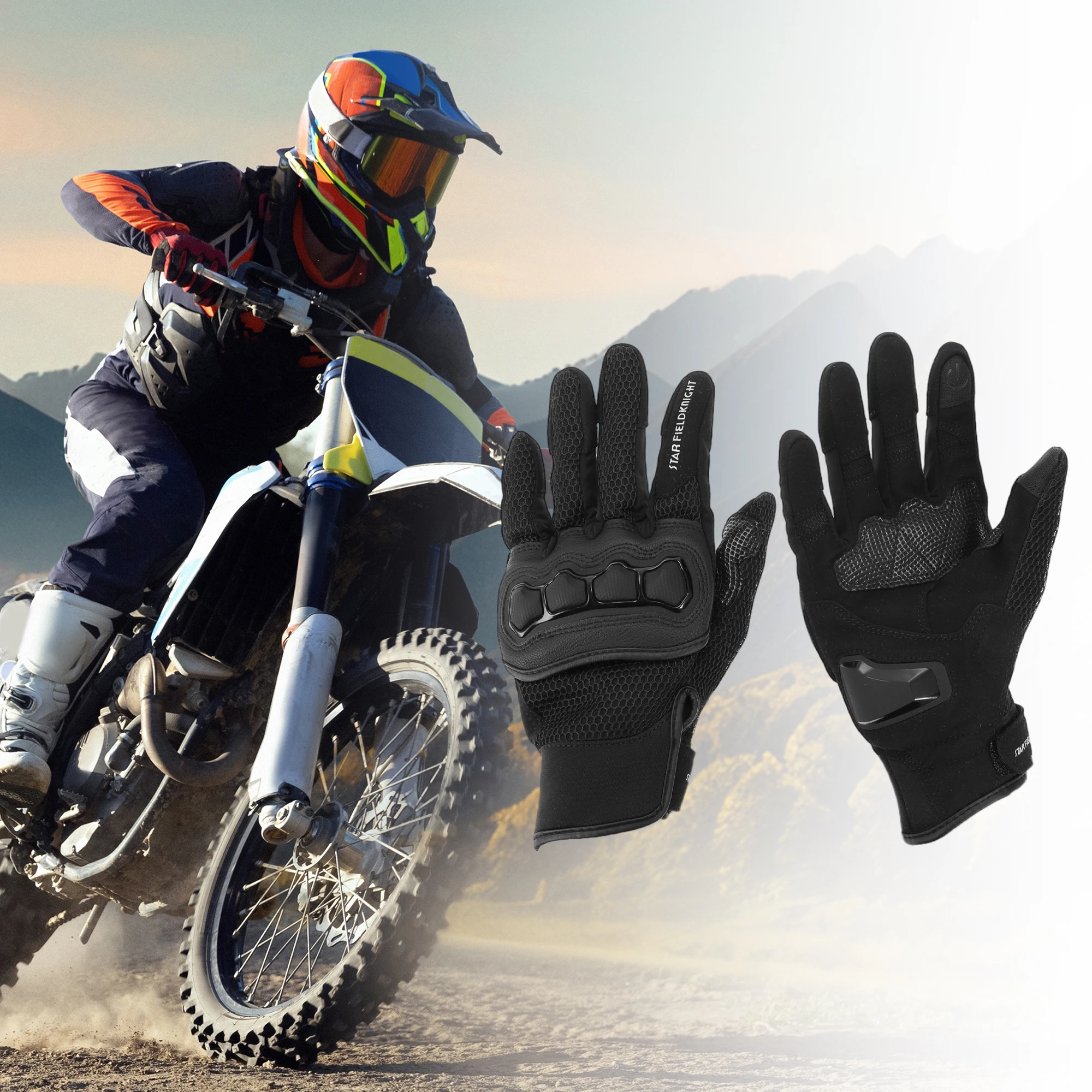 Motoforti S XXL Motorcycle Riding Gloves Breathable Full Finger Gloves Leather Outdoor Cycling Hiking Sporting Gloves Black