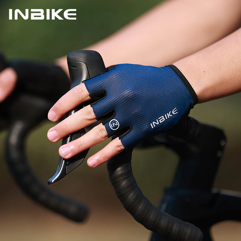 INBIKE Half Finger Cycling Gloves Man Shock Absorption Breathable Summer Gloves for Mountain Bike Road Anti-Slip Bicycle Gloves