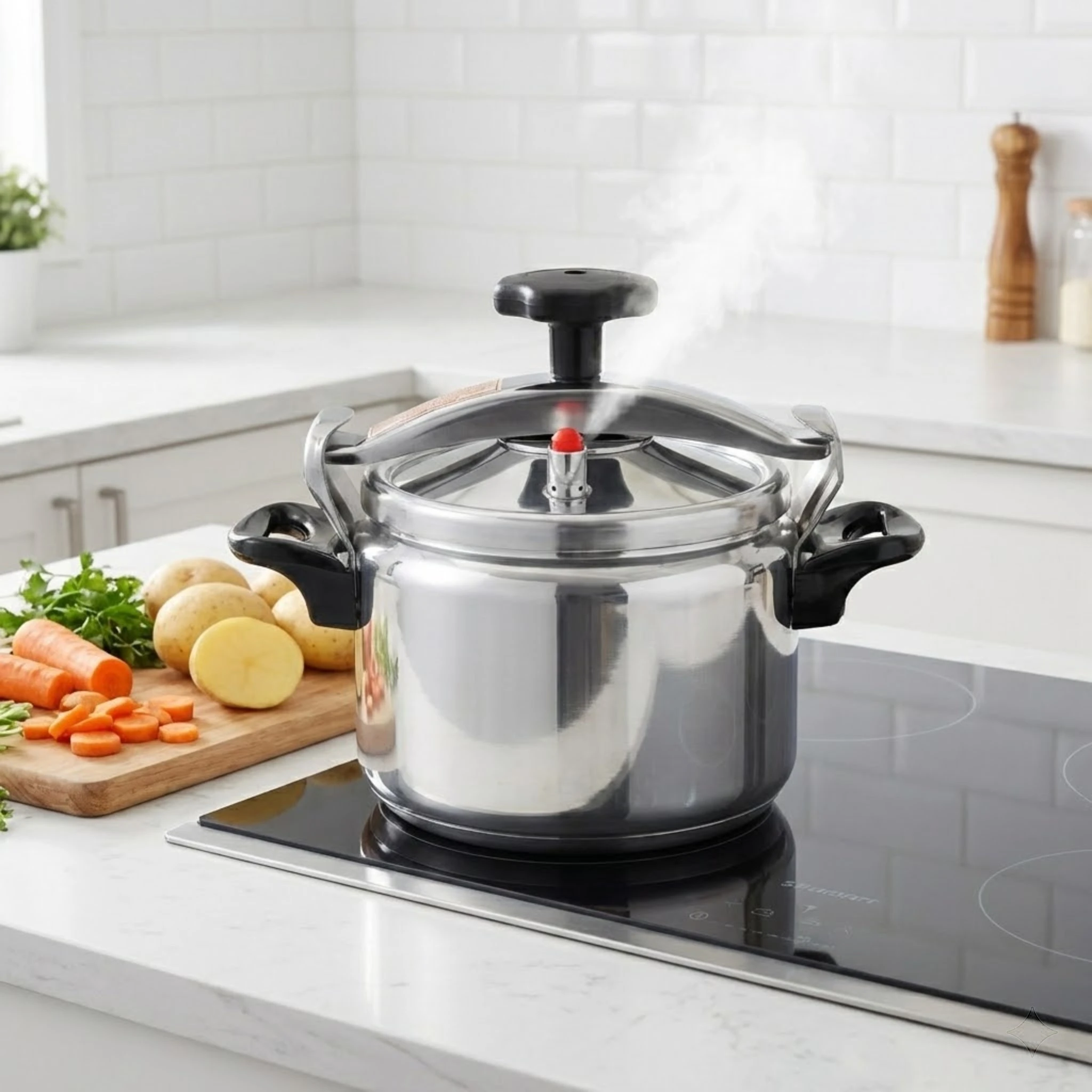 

Small 3.17Qt Pressure Cooker Induction Compatible Aluminum Pot For Home Kitchen Use Fast Cooking With Multiple Safety Protection