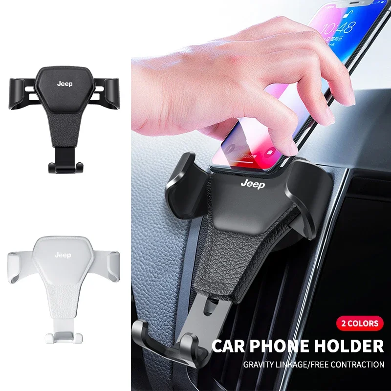 

Auto Car Phone Holder Air Vent Clip Mobile Support For Jeep Grand Cherokee Wrangler Gladiator Compass Renegade Wagoneer Avenger