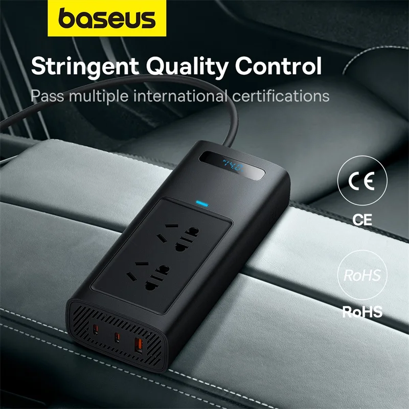 Baseus 150W Car Inverter Pro DC 12V to AC 220V 110V Auto Power Inversor USB Type C Fast Charger For Car Power Adapter