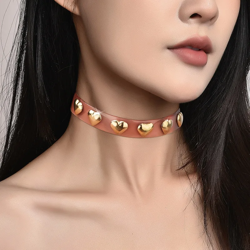 

Заклепки в форме сердца в готическом стиле, ожерелья с пряжкой, кожаные воротники, колье-цепочки на ключицу