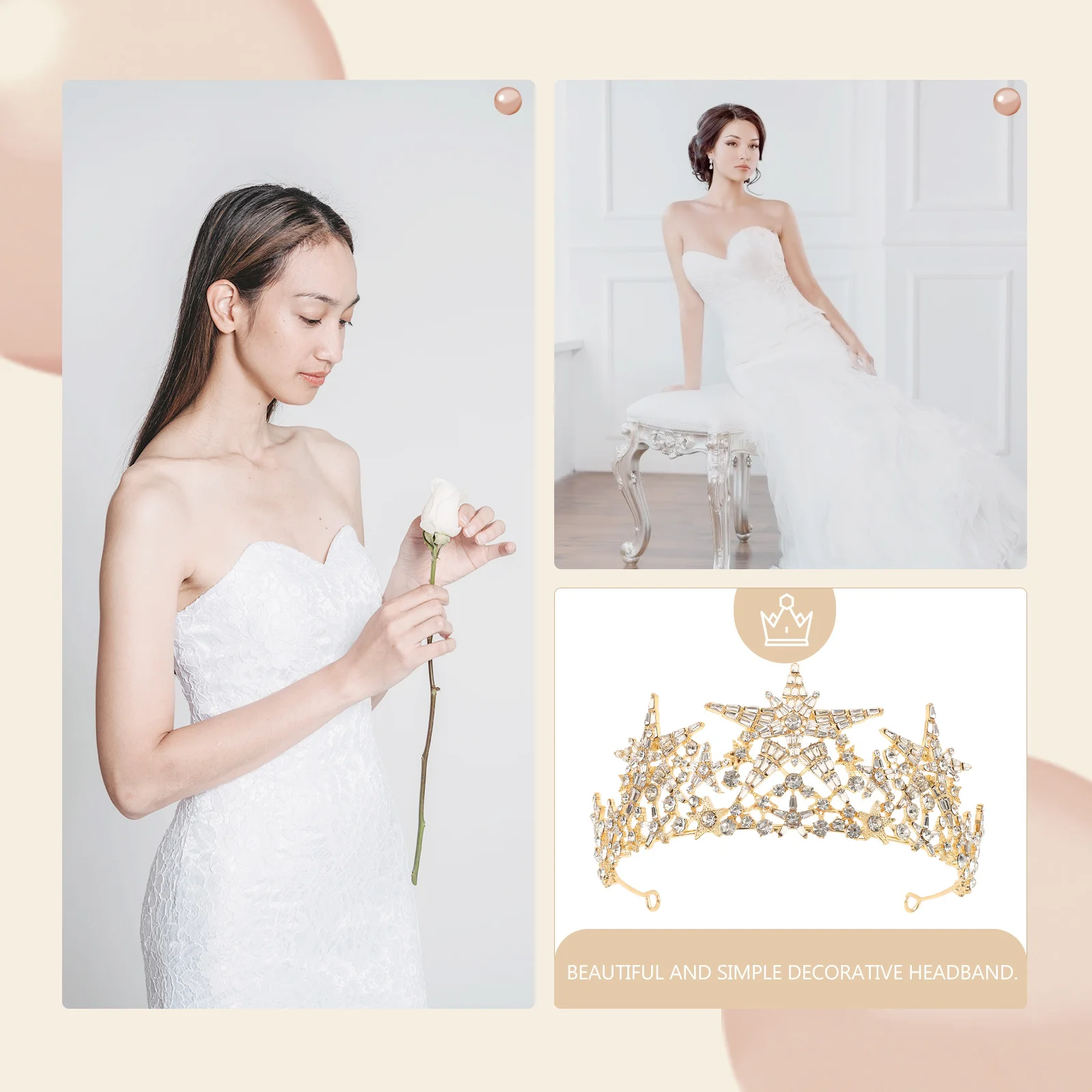 

1 шт., повязка на голову с короной из хрустального сплава, элегантный аксессуар для волос для свадебной вечеринки, фестиваля, свадебная тиара, украшение для головного убора