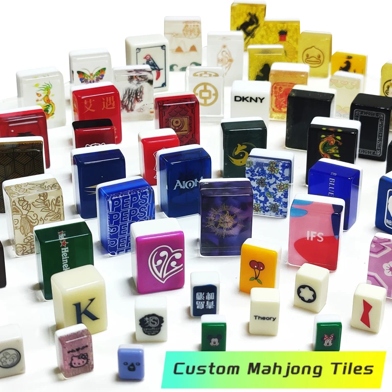 White Simple Handmade Mahjong Set Customized American Mahjong Set Acrylic Travel Tile Mahjong Game Entertainment Table Game
