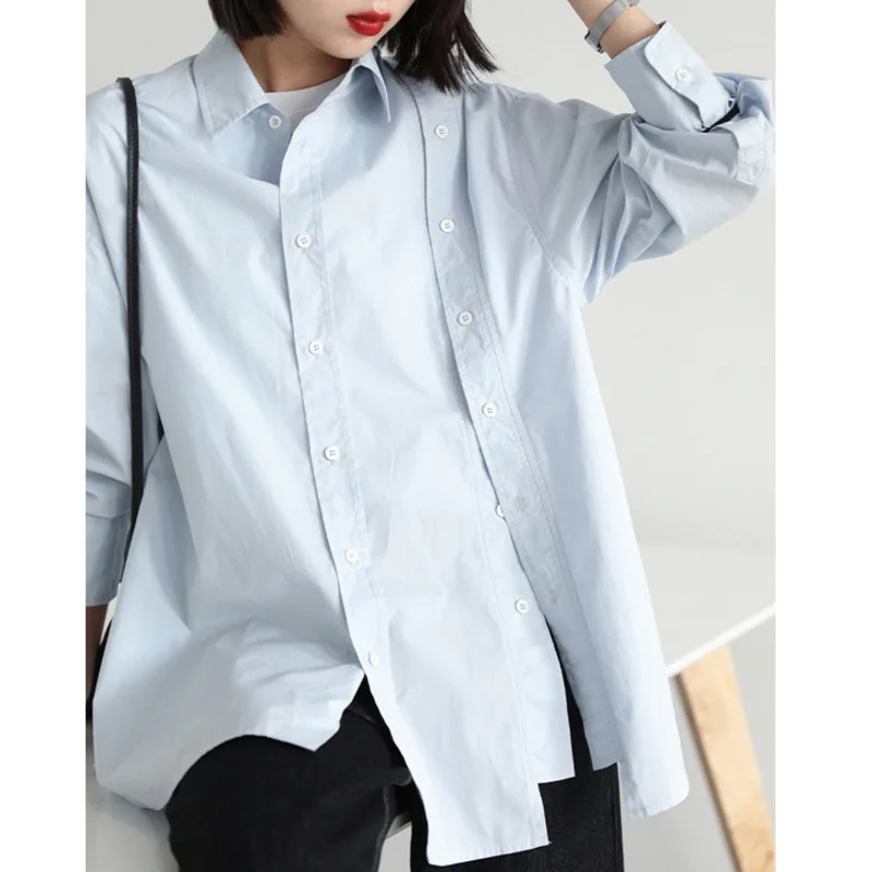 KWTX 2025 Spring Summer Designer Minimalist Blouse Women’s Irregular Plain Lightweight Elegant Chic High Quality Fashion Tops