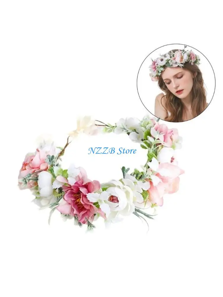 

T21F Eye Catching Flower Headband Woman Girl Travling Photography Hairband
