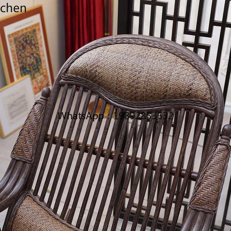 true rattan rocking chair recliner balcony living room leisure chair  protection rattan rocking chair outdoor courtyard