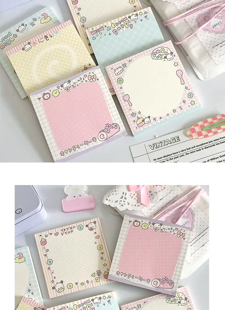 MINKYS 50 Blatt Kawaii Welpen, quadratische Notizblöcke, Papier, To-Do-Liste, Tagebuch, Notizpapier, DIY-Material, Schreibwaren – Detail 4