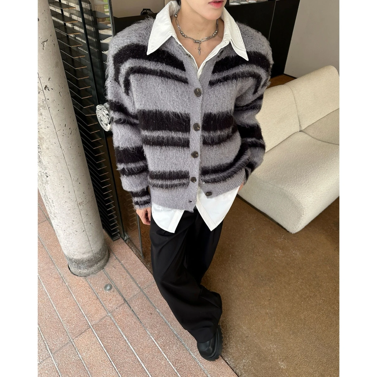 

Американский мягкий кардиган-свитер из искусственного меха, осенне-зимняя вязаная одежда для мужчин и женщин