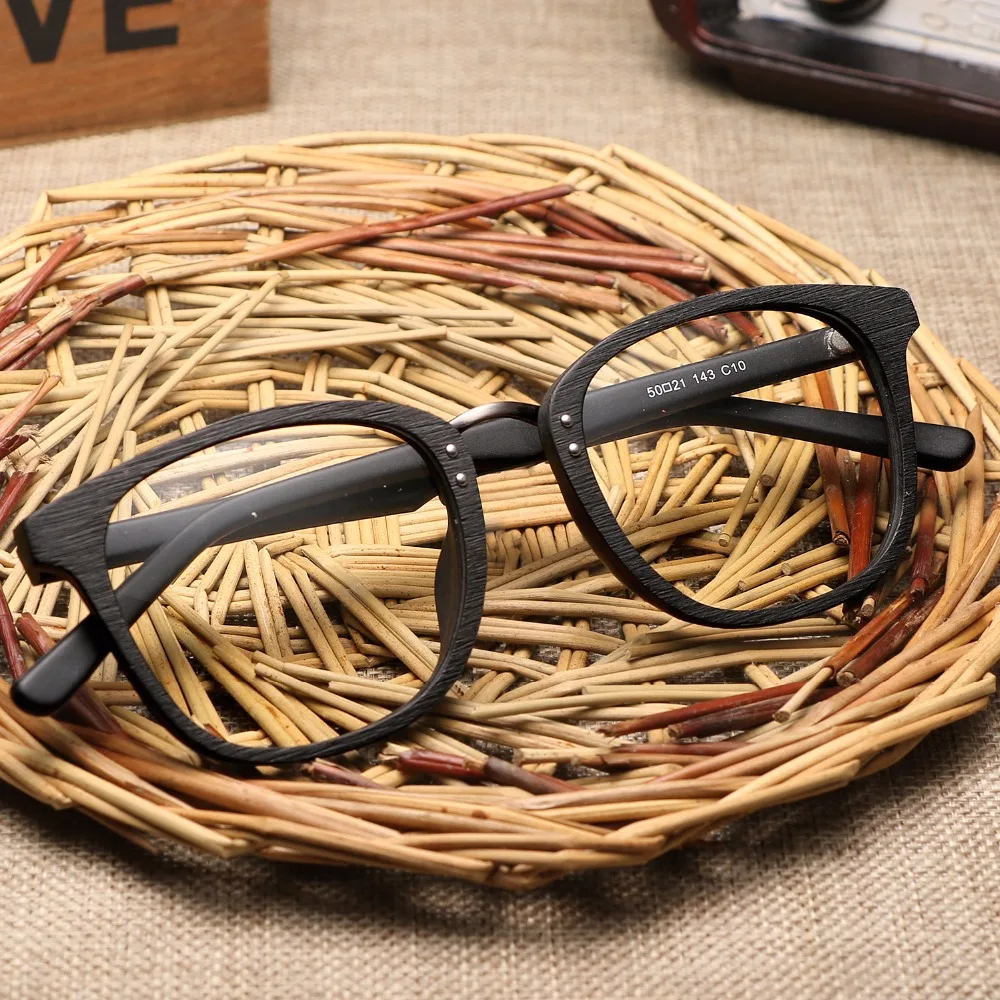 HDCRAFTER Glasses Frames Wooden Men and Women Vintage Glasses with Clear Lens Wood Glasses Frame