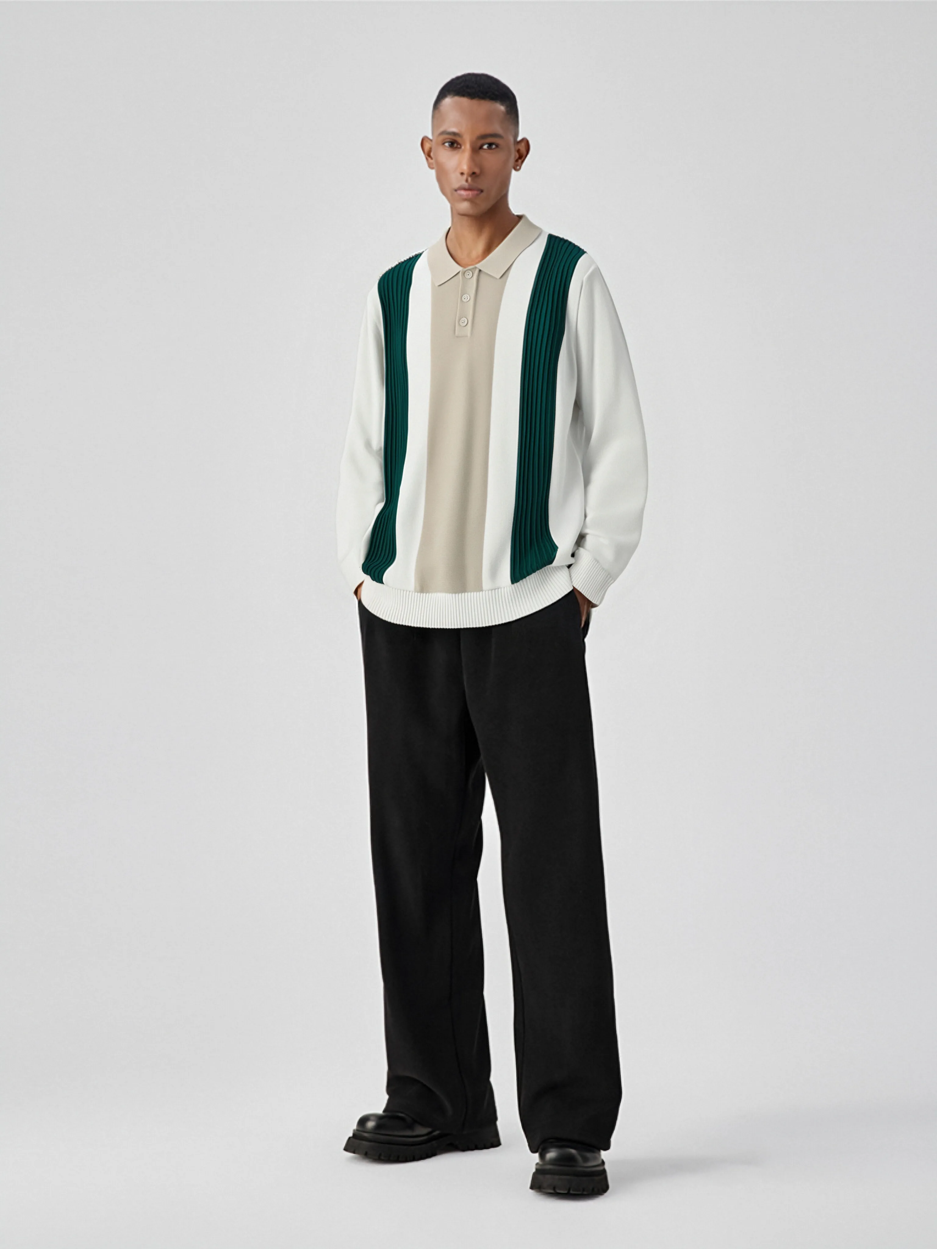

New men's sweaters for autumn and winter, business collar polo shirts, long sleeved contrasting knitwear/3132