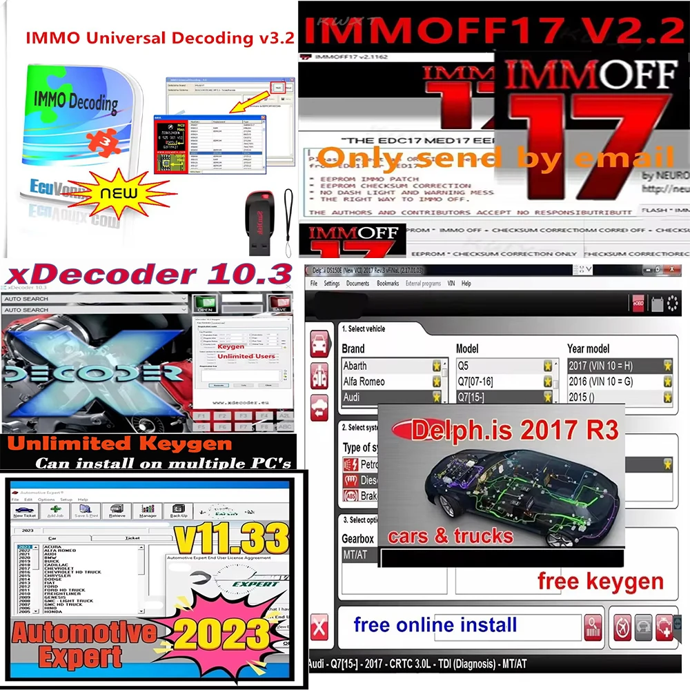

Activador Delphi 2017 r3，oftware xpert v11.33+decodificación Universal 3,2+IMMOFF17 con Keygen+Xdecoder 10,3 All can be used