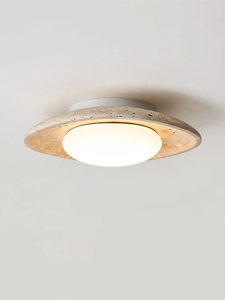 Natural Yellow Cave Stone Nordic Minimalist Villa Corridor Sun Lamp Japanese Wabi Sabi Style Corridor Disc-shaped Ceiling Light