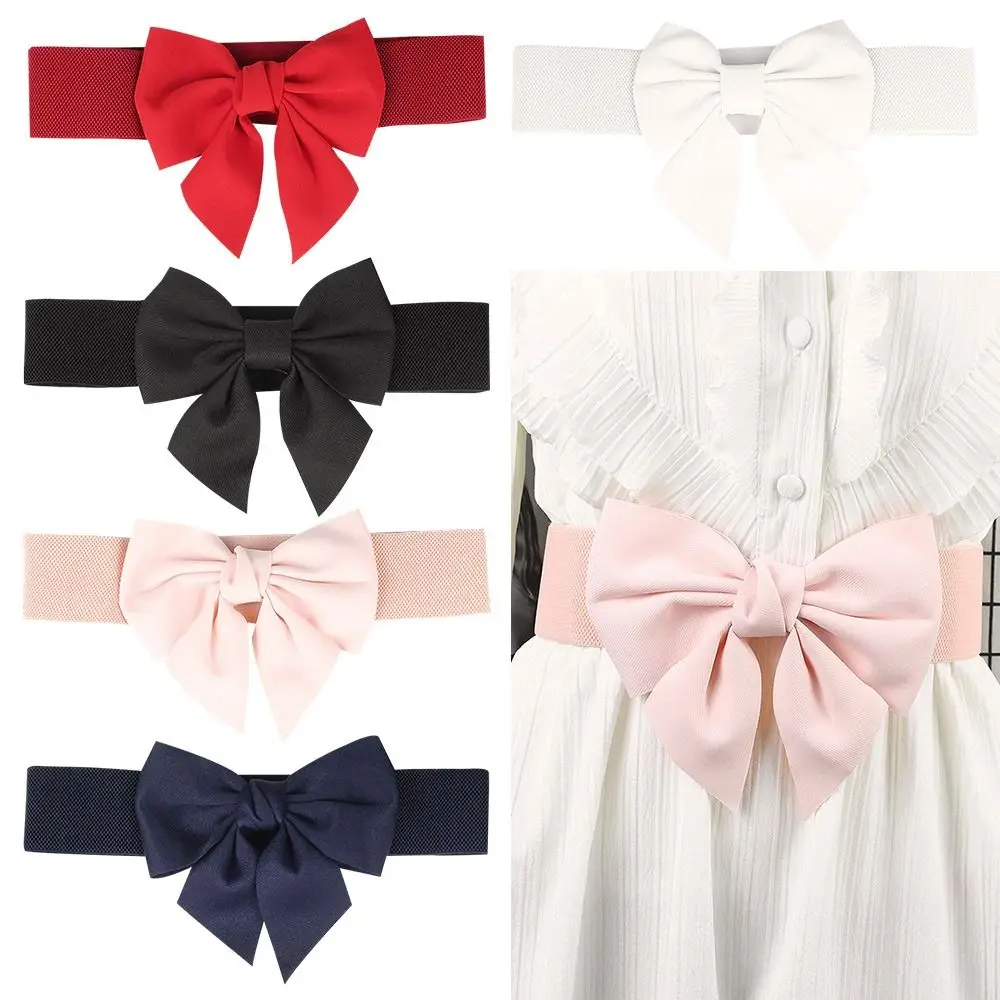 Fashion Skirt Dress Coat Vintage Ladies Simplicity Waistband Stretch Cummerbunds Elastic Corset Band Big Bow Wide Belts