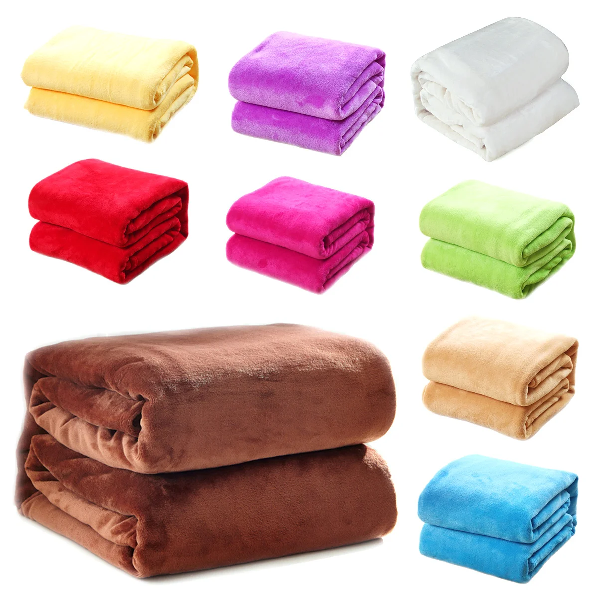 

Flannel Fleece Blanket Soft Warm Solid Color Bed Blanket Couch Throw Thick Flannel Blacnket Fleece Blankets