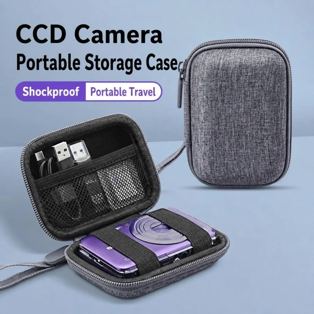 with Mesh Pocket Digital Camera Case Protective Padded Mini Compact Camera Holder Durable Data Cable Bag