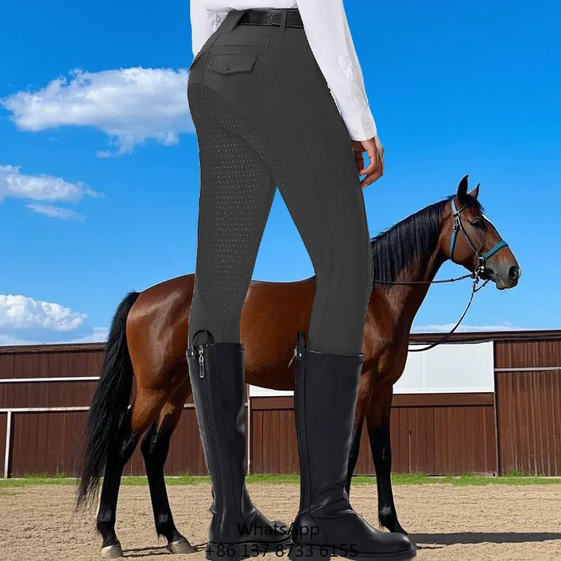 

Custom High Waist Women's Jodhpur Polyester Spandex Full Seat Modern Equestrian Clothing Horse Riding Racing Leggings Sports