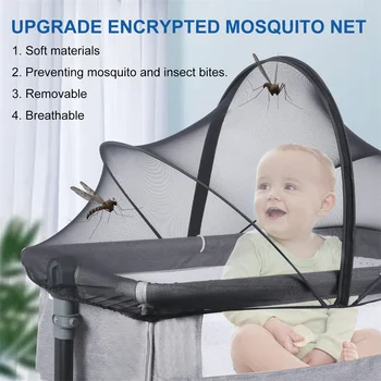 Moustiquaire améliorée pour lit de bébé, universelle, pour nouveau-né, amovible, Portable, respirant, pliable, berceau chiffré 360 °   Protecteurs