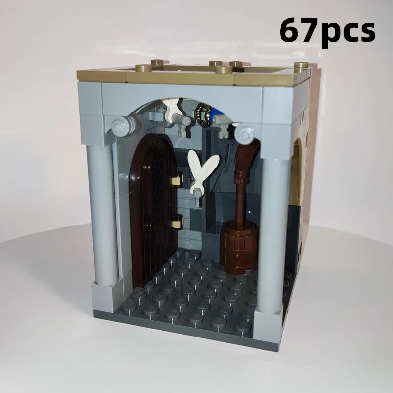 MOC Classic British Boarding School Expansion Building Blocks Castle Gothic Grand Staircase Stadium Diorama Adult Desk Decor view 2