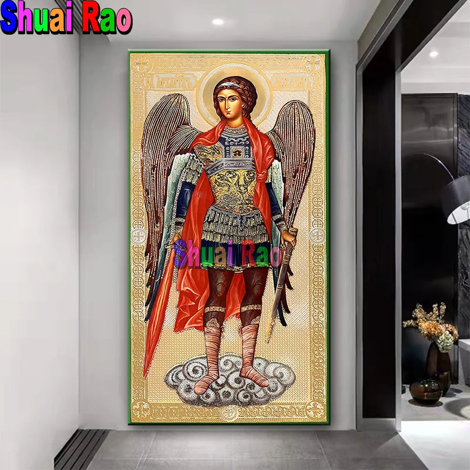 5d Diy Diamond Painting Saint Michael Russian Icon Archangel Michael Defender of Faith Diamond Mosaic Picture Rhinestones Decor