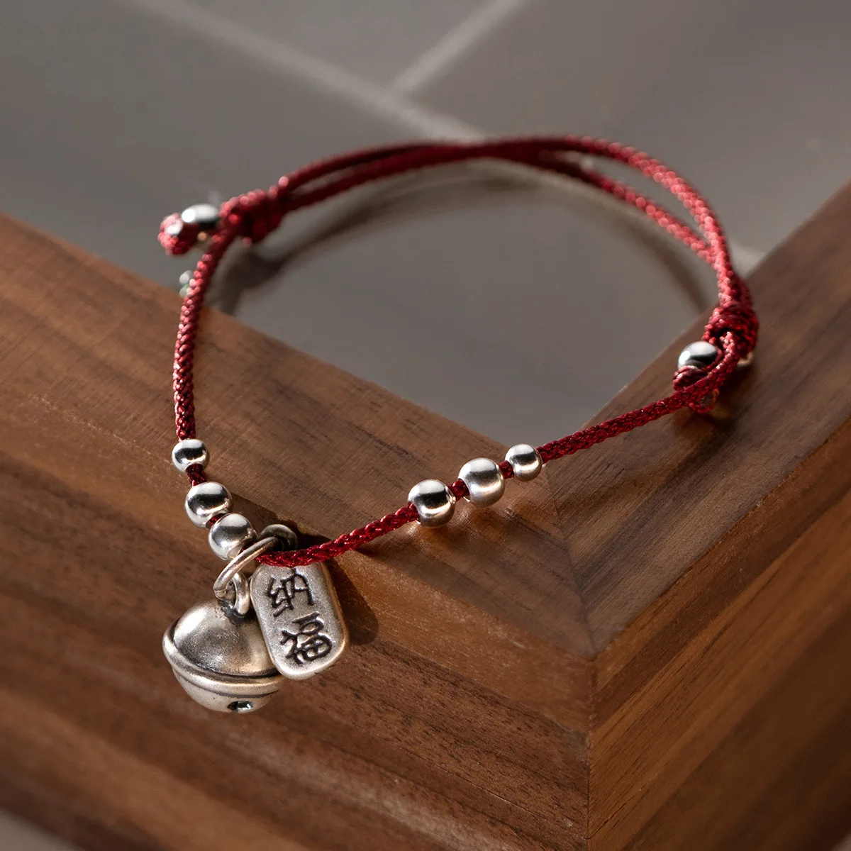 16-23cm Retro 925 Sterling Silver Rope Bracelets Bell Lucky Kids Red Thread Line String Bracelets For Women Girls