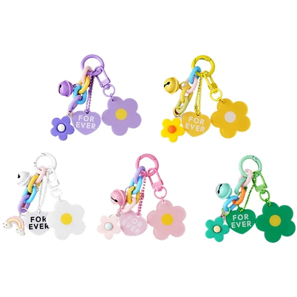 High Quality Candy Color Key Chain Acrylic Durable Key Ring Flower Heart Pendantl Key Ring Chain for Bag Pendant