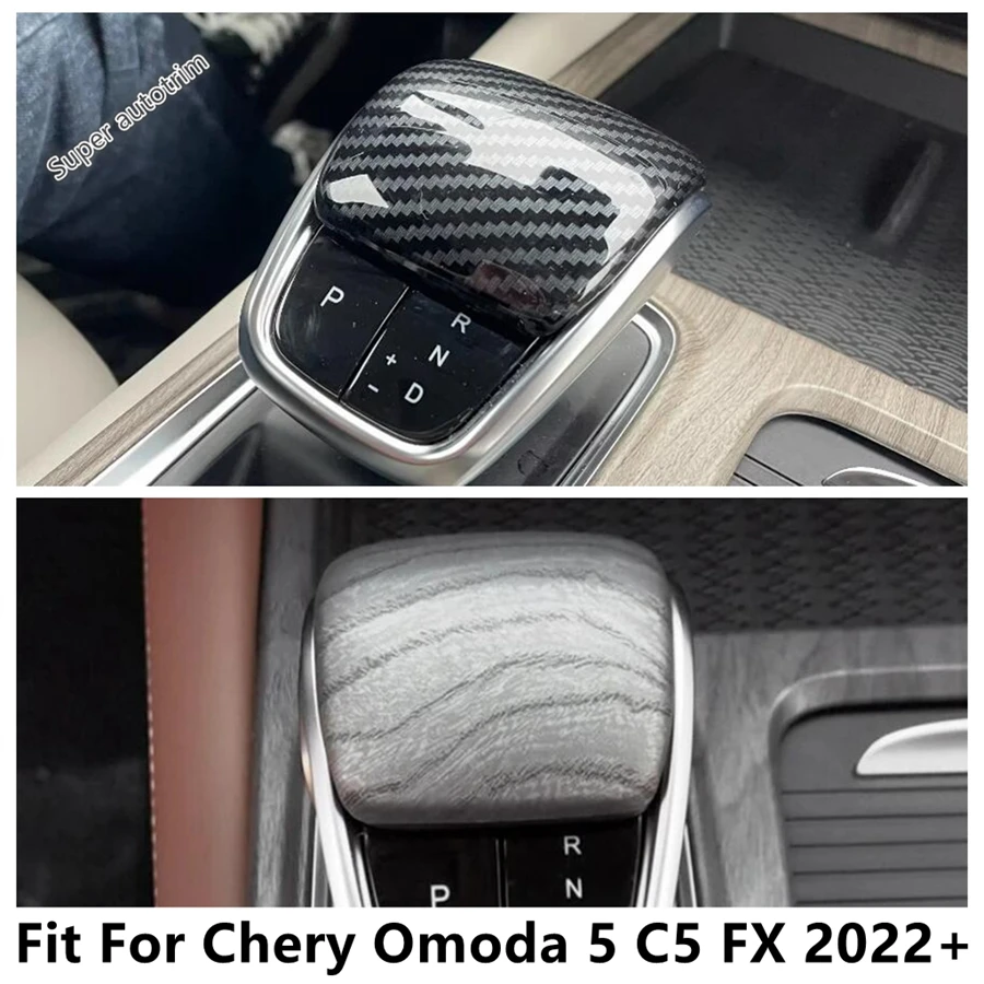 

For Chery Omoda 5 C5 FX 2022 2023 2024 2025 Carbon Fiber / Wood Grain Gear Shift Knob Lever Head Cover Trim Interior Accessories