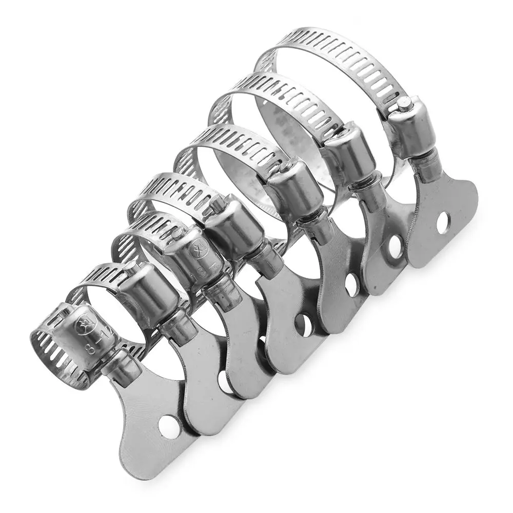 5Pcs Stainless Steel  Handle Hose Clamp Circular Air water Pipe Fuel Hose Clips of Water Pipe Fasteners Clamps