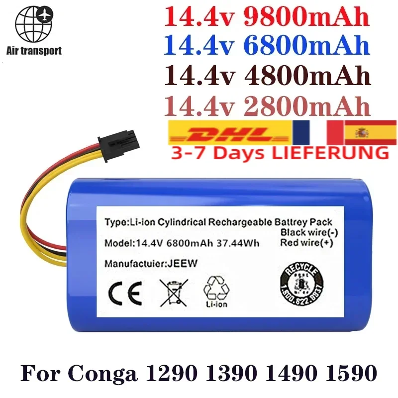 Batterie Lithium-ion 2024 14.4V  MAh Pour Cecotec Conga, Remplacement Pour Robot Aspirateur 6800 1290 1390 1490, Nouveauté 1590