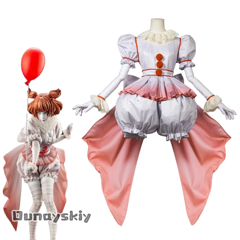 

Pennnywise Cosplay Joker's Return to the Soul Costume Girls HorrorLolita Dress Up Dress Bloomers Suits Halloween Clown Gown